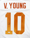 Vince Young Autographed White College Style Jersey- JSA Authenticated