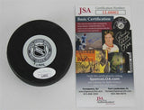 Bryan Trottier Signed New York Islander Logo Puck (JSA COA) 524 Goals 1975-1994