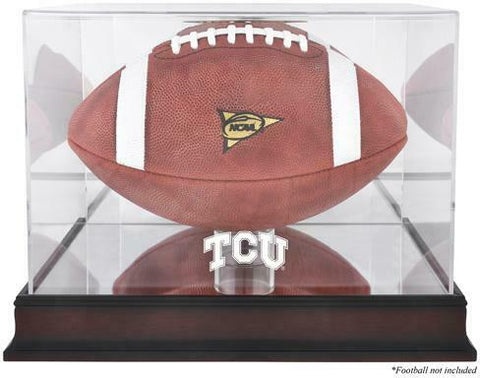 TCU Horned Frogs Mahogany Base Logo Football Display Case-Fanatics