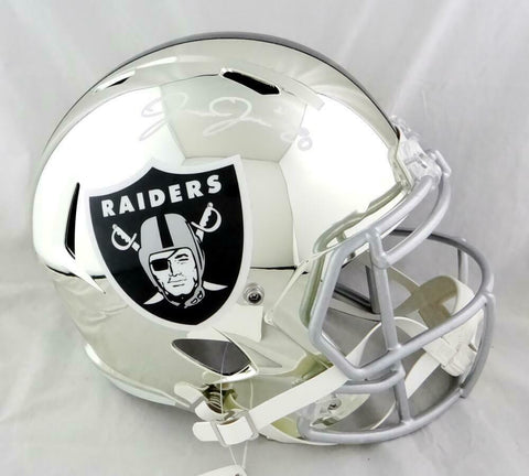 Josh Jacobs Signed Oakland Raiders F/S Chrome Speed Helmet-Beckett W Auth *White