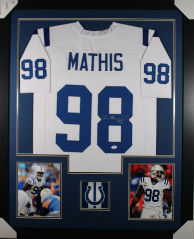 ROBERT MATHIS (Colts white TOWER) Signed Autographed Framed Jersey JSA