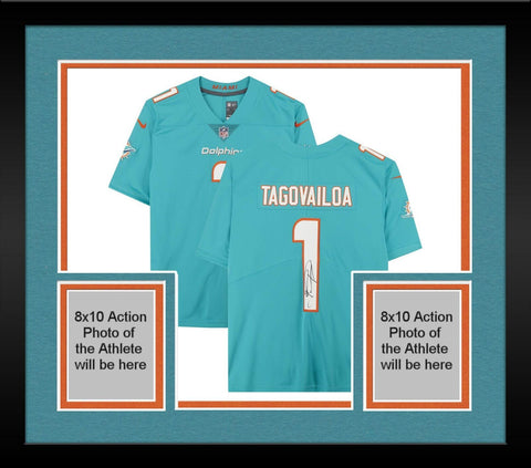 Framed Tua Tagovailoa Miami Dolphins Signed Aqua Limited Jersey