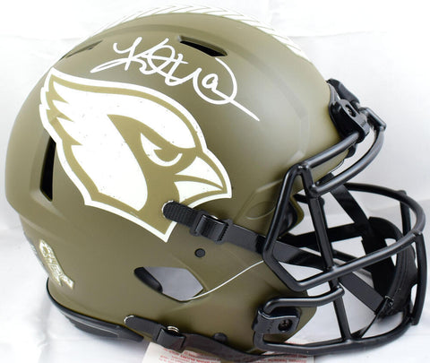 Kurt Warner Signed Cardinals F/S Salute to Service Auth Speed Helmet- BAW Holo
