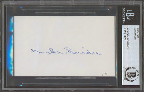 Dodgers Duke Snider Authentic Signed 3x5 Index Card Autographed BAS Slab
