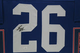 SAQUON BARKLEY (Giants blue SKYLINE) Signed Autographed Framed Jersey JSA