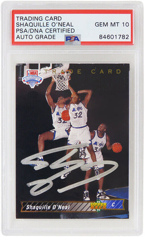 Shaquille O'Neal Autographed 1992-93 Upper Deck RC Trade Card #1B (PSA/ Auto 10)