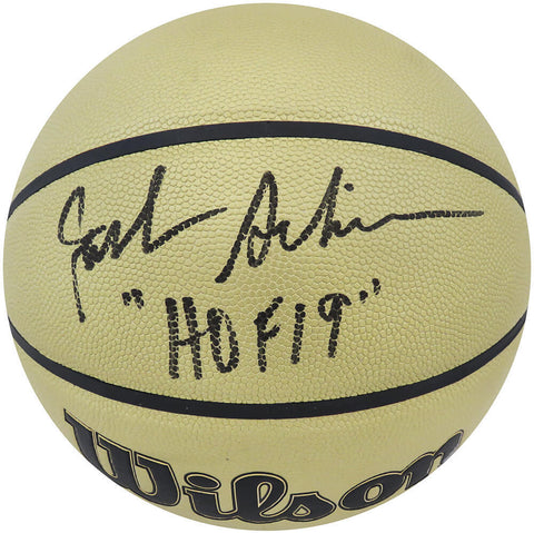 Jack Sikma Signed Wilson Gold NBA Basketball w/HOF19 - (SCHWARTZ SPORTS COA)