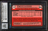 Yankees Deion Sanders Signed 1989 Topps Traded #110T RC Card Auto 10 BAS Slabbed