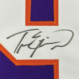 FRAMED Autographed/Signed TRAVIS ETIENNE JR 33x42 Clemson Purple Jersey JSA COA