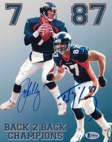 John Elway & Ed McCaffrey Autographed Denver Broncos 8x10 Photo BAS 30705
