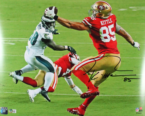 George Kittle Autographed 49ers 16x20 One Hand Catch Photo-Beckett W Hologram
