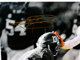 Johnny Manziel Autographed 16x20 B/W & Color Stiff Arm *Gold Photo- PSA/DNA