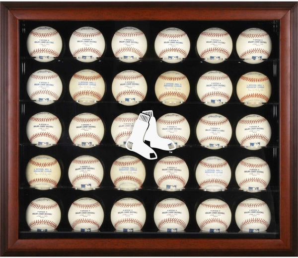 Boston Red Sox (2009-Present) Logo Mahogany Framed 30-Ball Display Case