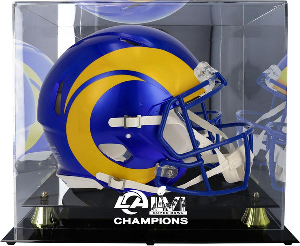 Los Angeles Rams Super Bowl LVI Champs Golden Classic Helmet Display Case