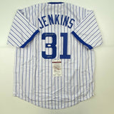 Autographed/Signed FERGIE JENKINS HOF Chicago Pinstripe Baseball Jersey JSA COA