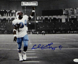 Earl Campbell Autographed B&W Pointing Up Spotlight 16x20 Photo- JSA W Auth