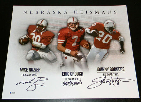 ERIC CROUCH MIKE ROZIER JOHNNY RODGERS SIGNED NEBRASKA CORNHUSKERS 16x20 PHOTO