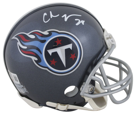 Titans Chris Johnson Authentic Signed Navy Rep Mini Helmet BAS Witnessed
