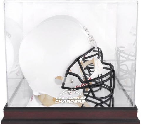 Los Angeles Chargers Mahogany Helmet Team Logo Display Case w/Mirror Back
