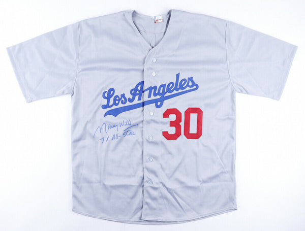 Maury Wills Signed Los Angeles Dodgers Jersey Inscribed 7x All