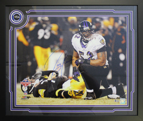 Ray Lewis Autographed Baltimore Ravens Framed 16x20 Photo Beckett 38837