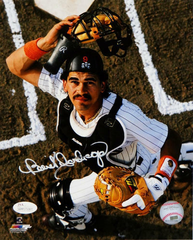 Benito Santiago Signed San Diego Padres 8x10 PF Mask Off Photo-JSA W Auth *White
