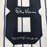 Autographed/Signed Don Larsen WS PG 10-8-56 New York Pinstripe Jersey BAS COA