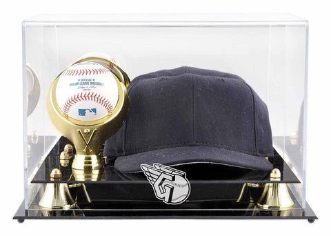 Cleveland Guardians Acrylic Cap and Baseball Logo Display Case