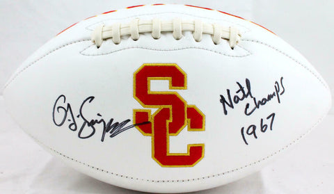 O. J. Simpson Autographed USC Trojans Logo Football W/Natl Champs-JSA W *Black