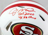 Joe Montana Signed 49ers F/S Flat White Authentic Helmet w/2 Insc - Beckett Auth