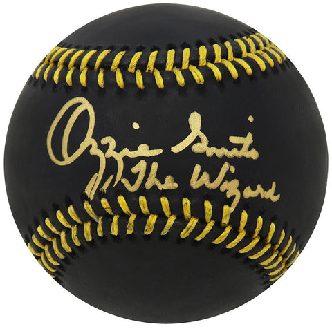 Ozzie Smith Signed Rawlings Official Black MLB Baseball w/The Wizard - SS COA