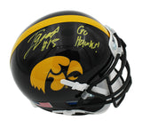 Tyler Goodson Signed Iowa Hawkeyes Schutt Black NCAA Mini Helmet-Go Hawks