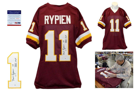 Mark Rypien SIGNED Burgundy Jersey - PSA/DNA - Autographed w/ Photo