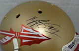 Kelvin Benjamin Autographed Seminoles Gold Matte Schutt Helmet- Beckett Auth