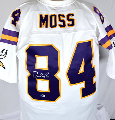 Randy Moss Signed Vikings White Mitchell & Ness Player Legacy Jsy-Beckett W Holo