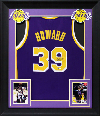 Dwight Howard Signed Purple Pro Style Framed Jersey w/ Yellow #'s BAS Witnessed