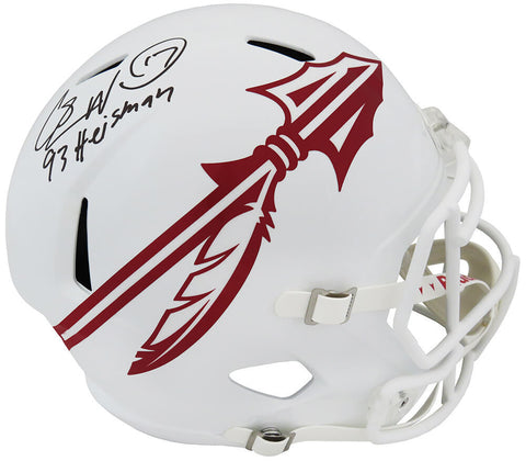 Charlie Ward Signed Florida State White Riddell F/S Rep Helmet w/HT'93 (SS COA)