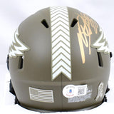 Miles Sanders Signed Eagles Salute to Service Speed Mini Helmet-Beckett W Holo