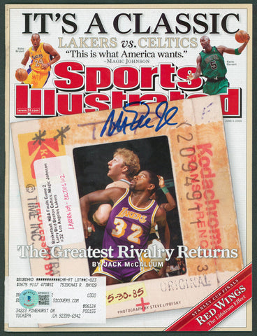 Lakers Magic Johnson Signed June 2008 Sports Illustrated Magazine BAS Witnessed