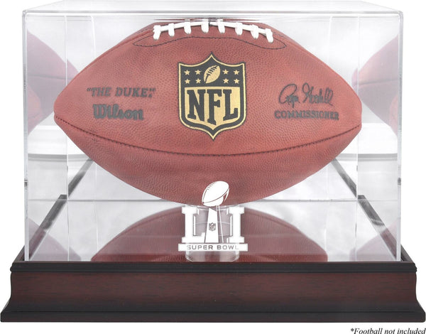 Super Bowl 51 Mahogany Football Logo Display Case - Fanatics
