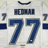 Autographed/Signed VICTOR HEDMAN Tampa Bay White Hockey Jersey JSA COA Auto