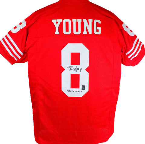 Steve Young Autographed Red Pro Style Jersey W/ SB MVP- JSA Witnessed Auth