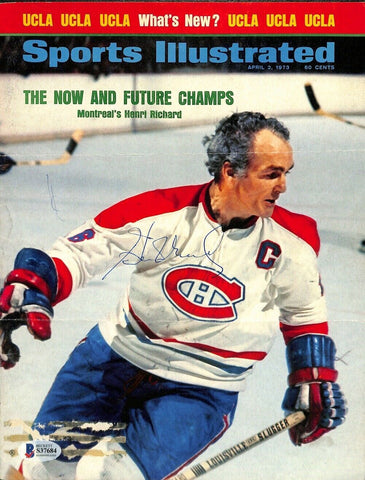 Henri Richard Signed Montreal Canadiens Sports Illustrated Magazine Cover BAS