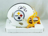 Chase Claypool Signed Pittsburgh Steelers Flat White Mini Helmet- Beckett W Auth