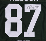 Jordy Nelson Green Bay Packers Signed Career Highlight Stat Jersey (Beckett COA)