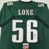 Autographed/Signed CHRIS LONG Philadelphia Green Football Jersey JSA COA Auto