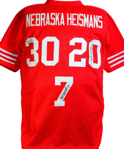 Nebraska Heisman Autographed Red College Style Jersey- JSA W *Black