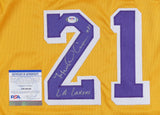 Michael Cooper Signed Los Angeles Lakers Jersey Inscribed "L.A. Lakers" PSA COA