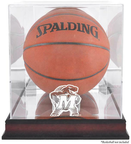 Maryland Terrapins Mahogany Antique Finish Basketball Display Case w/Mirror Back
