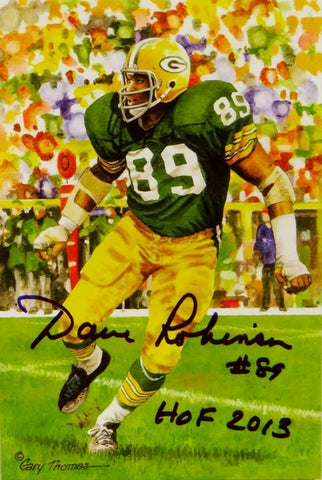 Dave Robinson Signed Packers Goal Line Art Card w/ HOF - Jersey Source Auth
